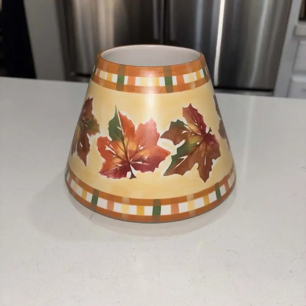 JKL Ceramic Autumn Fall Leaves Candle Topper Shade
